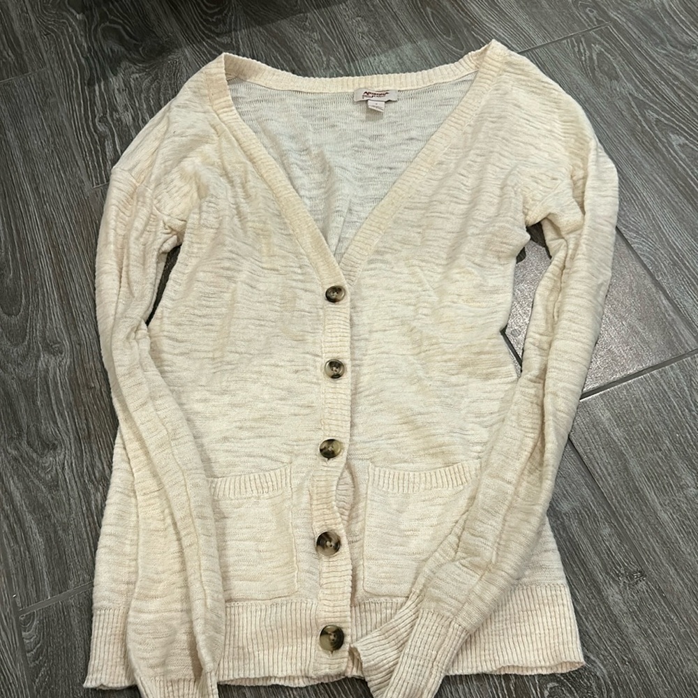 EUC Arizona Jeans Cream Button Down Cardigan Size Small
